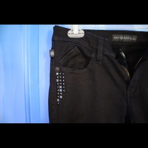 Rock & Republic Black Skinny Jeans with Studs size 8